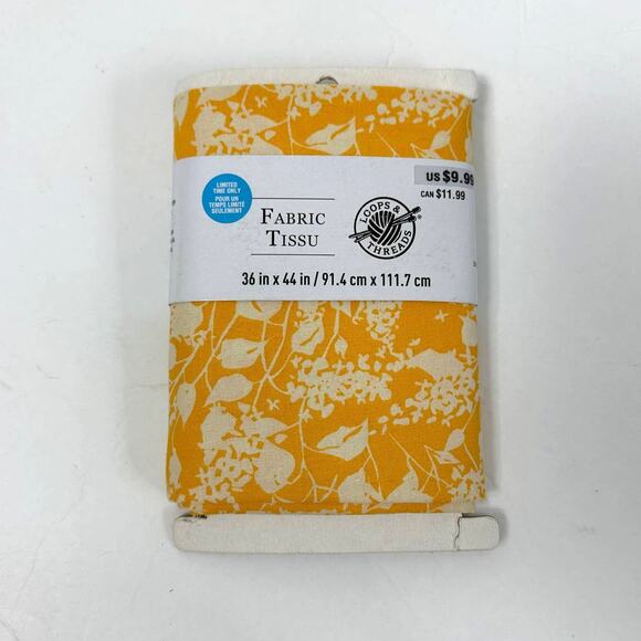NEW Loops & Threads Yellow Floral  Fabric 1 Yard 36 x 44 100% Cotton - Picture 1 of 4